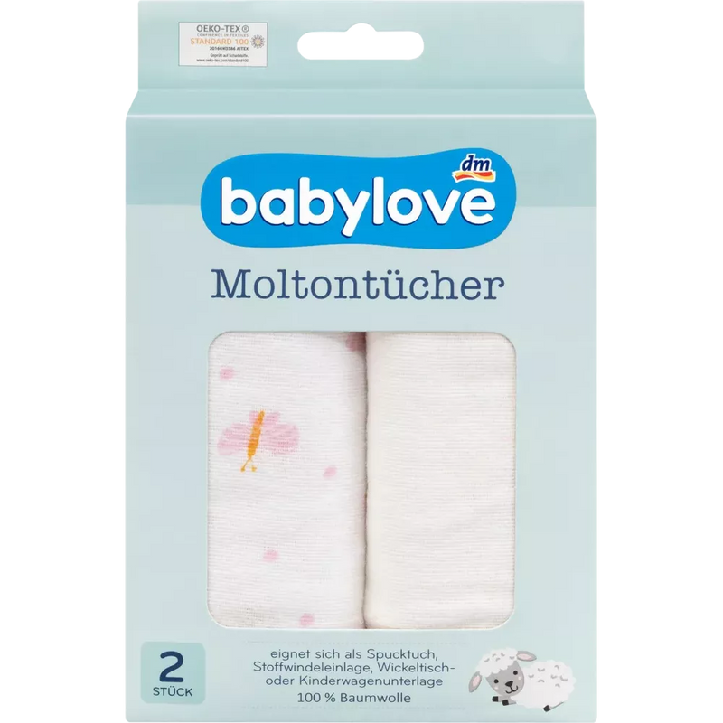 babylove Molleton lakens vlinder/wit, 2 stuks.