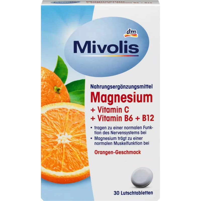 Mivolis Magnesium + vitamine C + vitamine B6 + B12, zuigtabletten, 30 stuks, 45 g
