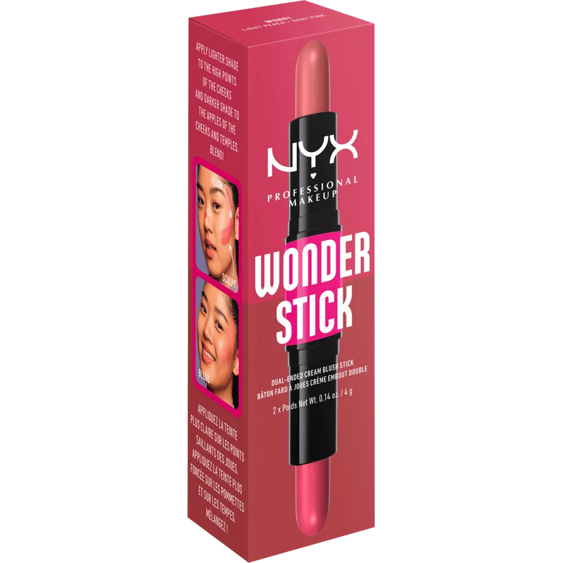 NYX PROFESSIONAL MAKEUP Blush Stick Wonder Cream Licht Perzik & Baby Roze 01, 1 st