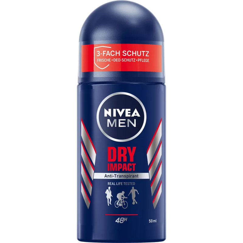 NIVEA MEN Deo Roll On Antiperspirant Dry Impact, 50 ml