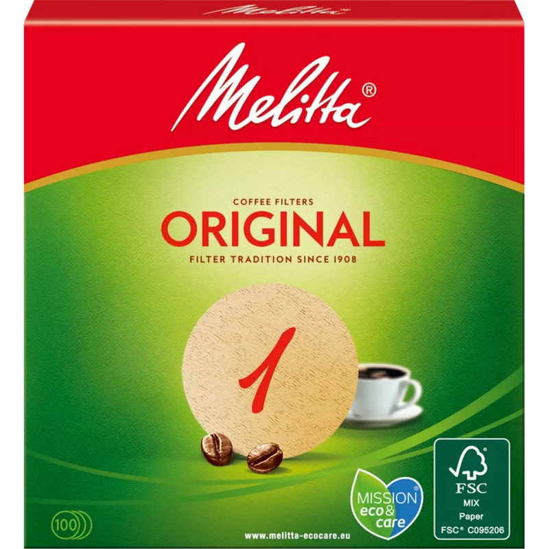 Melitta Koffie rond filter Original 1 naturel bruin, 100 stuks