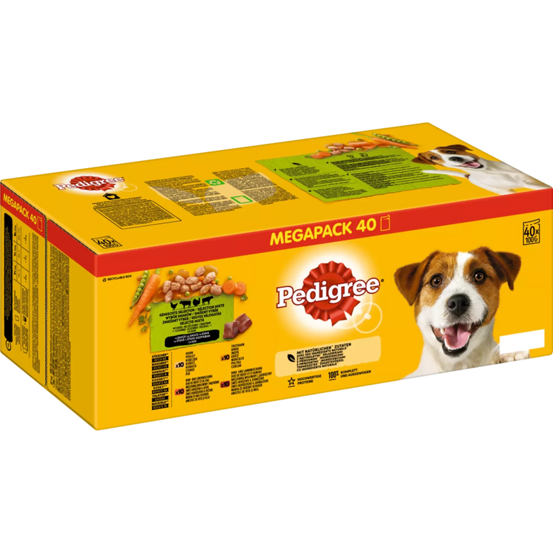 Pedigree honden Natvoer, Volwassen selectie in saus, Multipack, (40 x 100g), 4 kg