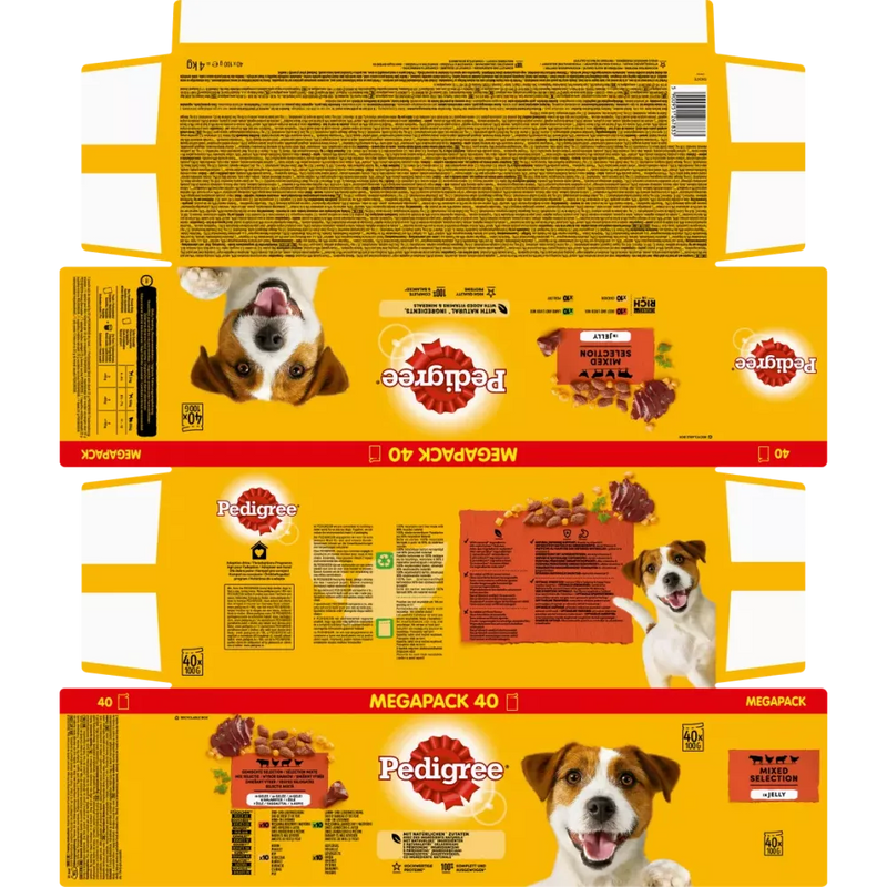 Pedigree Natvoer voor honden, Adult selectie in gelei, Multipack, (40 x 100g), 4 kg
