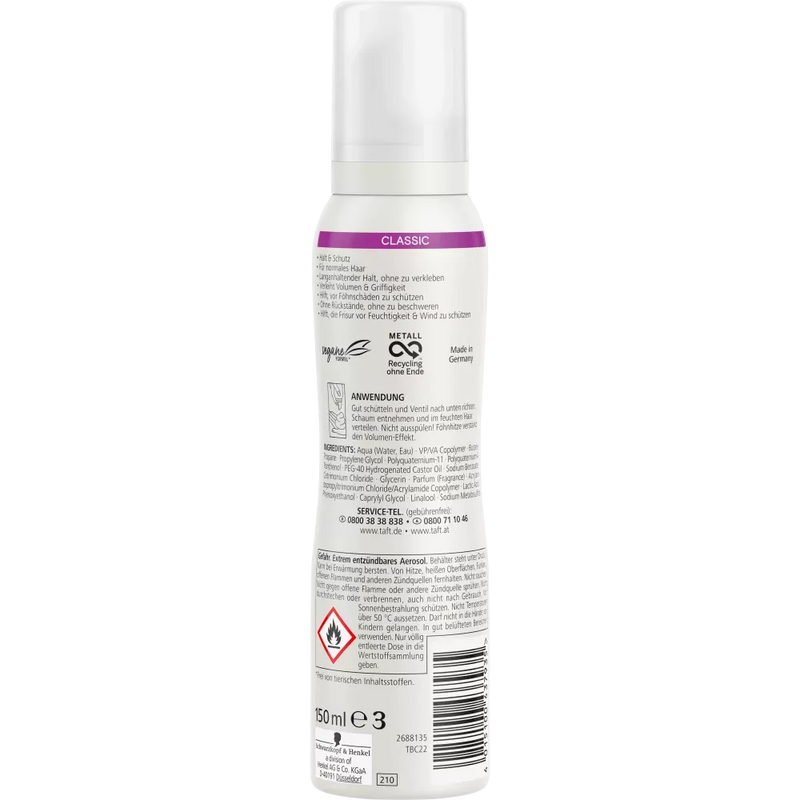 Schwarzkopf taft Mousse Classic, Hold & Protect, 150 ml