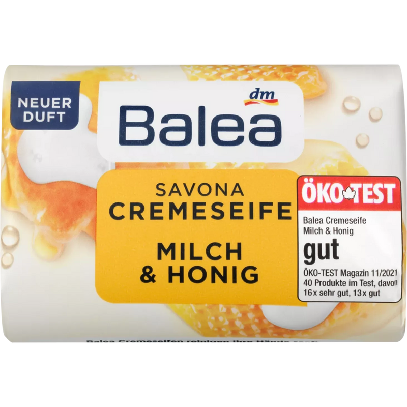 Balea Savona Crème Zeep, Zeepstaaf Melk & Honing, 150 g