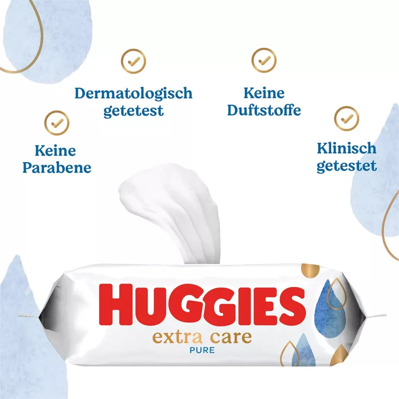 Huggies Natte doekjes Pure Extra Care (3 x 56 stuks), 168 stuks
