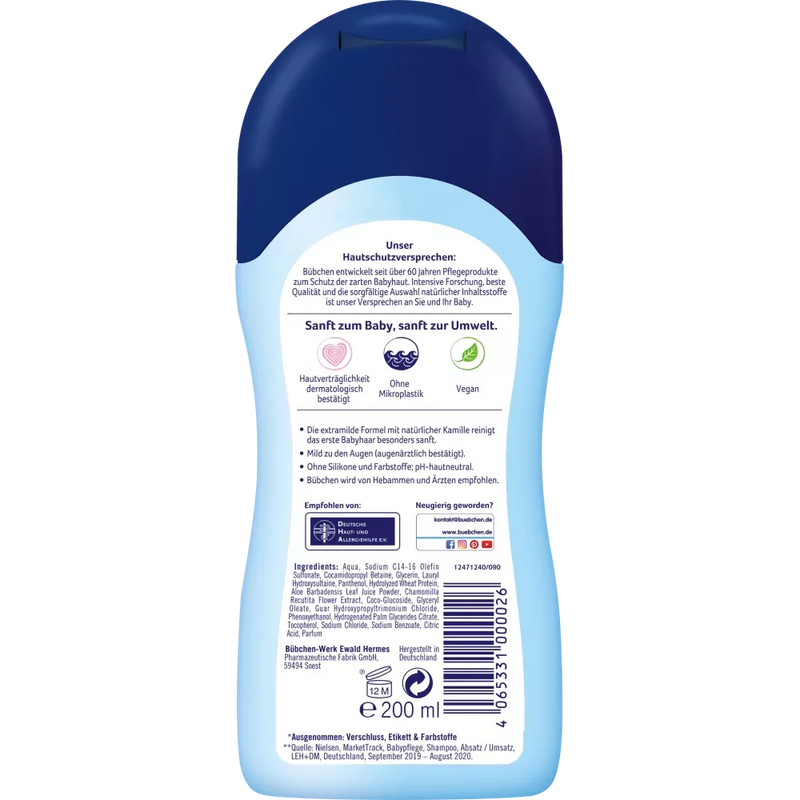 Bübchen Baby shampoo sensitive, 200 ml