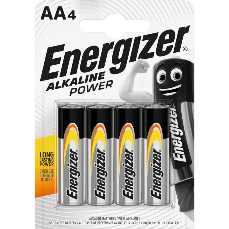 Energizer Batterijen Power Mignon AA Alkali-Mangaan, 4 stuks.