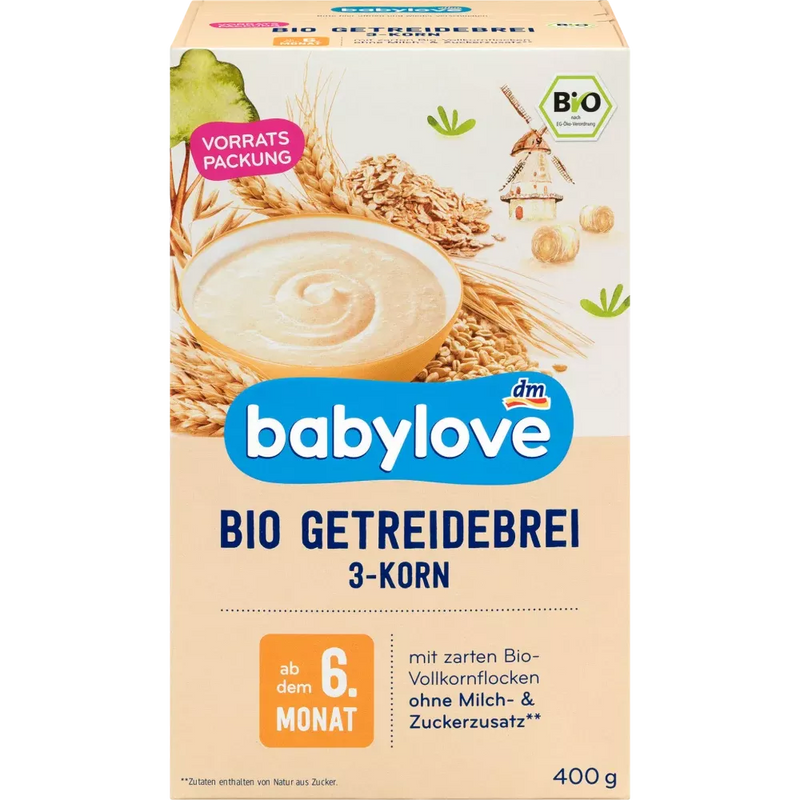 babylove Granenpap biologische 3-koren vanaf de 6e maand, 400 g