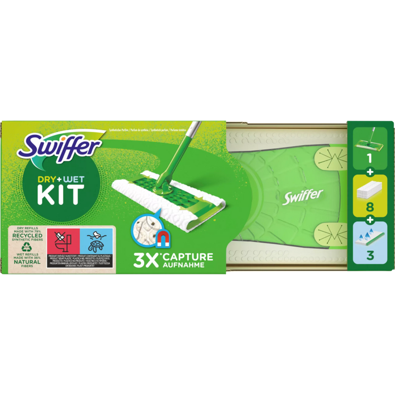 Swiffer Stofmop-systeem starter (vloerstick + 8 droge doeken + 3 natte doekjes)