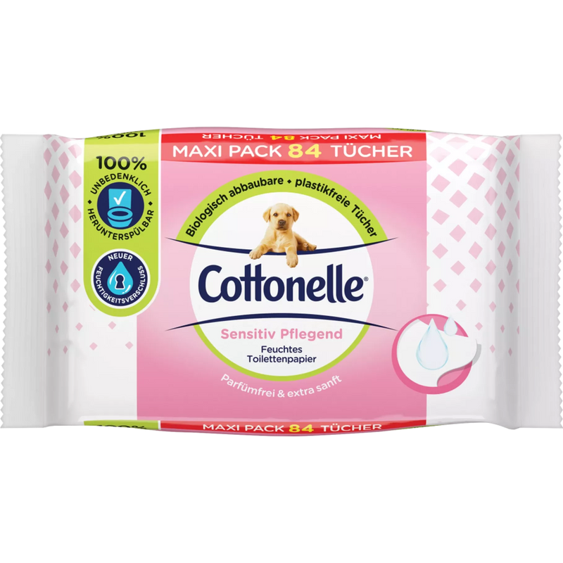 Cottonelle Vochtig toiletpapier Sensitive Nourishing, Maxi Pack, 84 stuks.