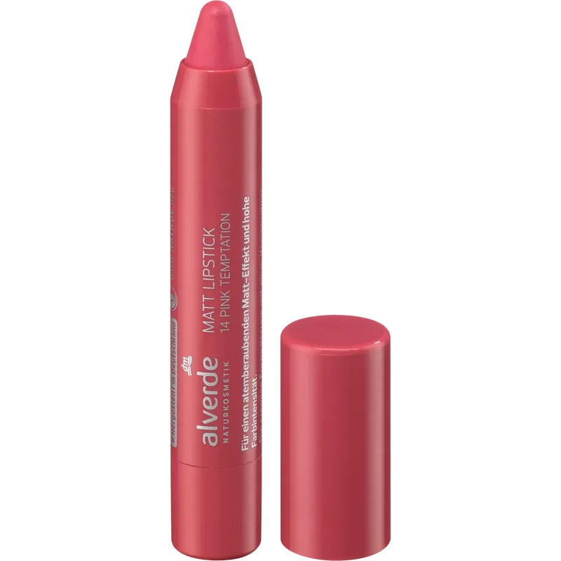 alverde NATURKOSMETIK Lipstick Mat 14 Pink Temptation, 3.17 g