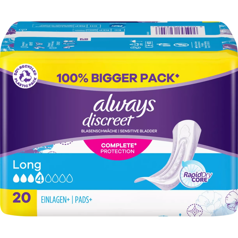 always Hygiene pads blaaszwakte Discreet Lang Big Pack, 20 stuks