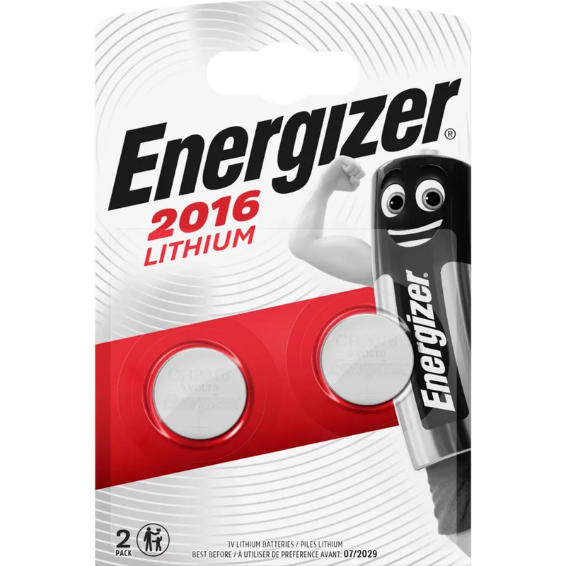 Energizer Speciale celbatterij / lithium CR type 2016, 2 stuks.