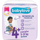 Couches babylove Premium taille 4+, Maxiplus, 9-15 kg, 38 pièces.