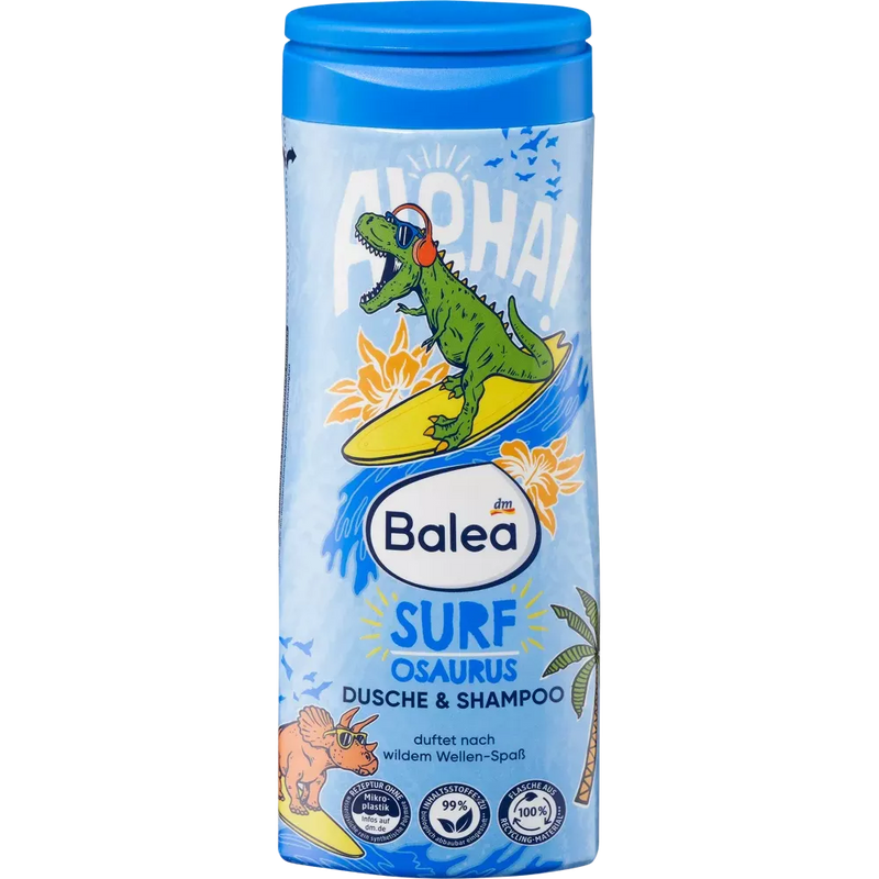 Balea Kinder douche & shampoo 2in1 Surfosaurus, 300 ml