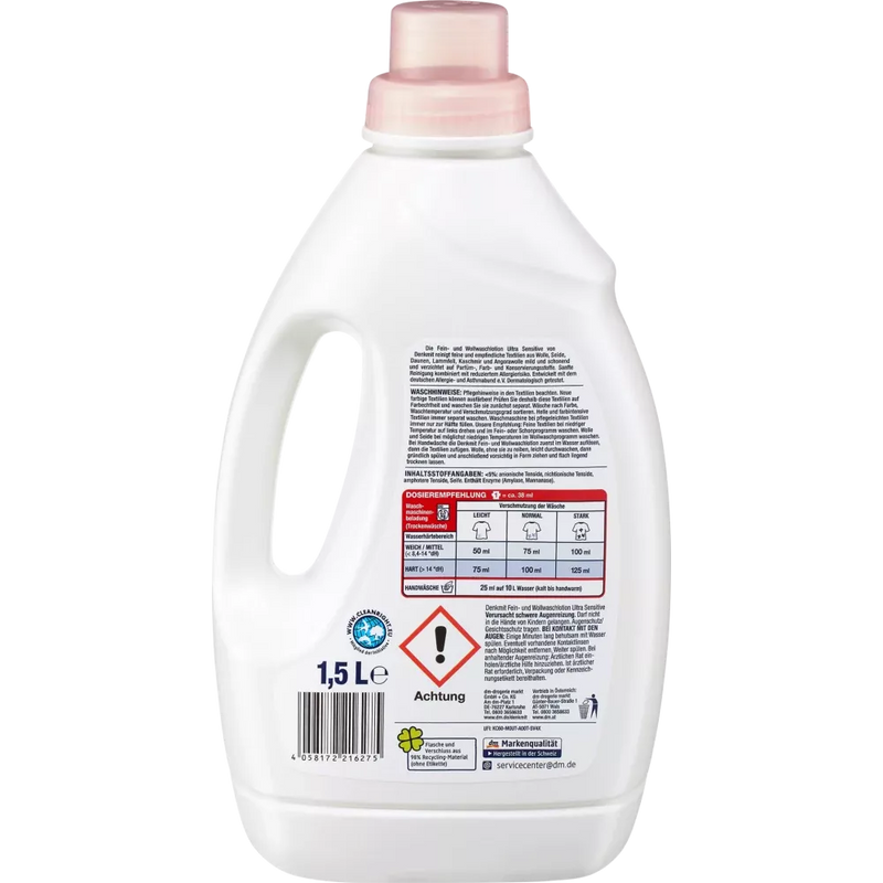 Denkmit Lessive pour linge délicat et laine Lotion Ultra Sensitive, 1,5 l