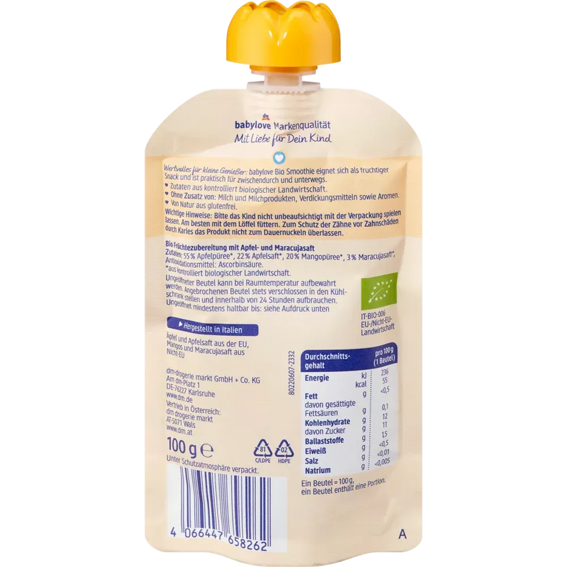 babylove Smoothie (appel, mango, passievrucht), 100 g