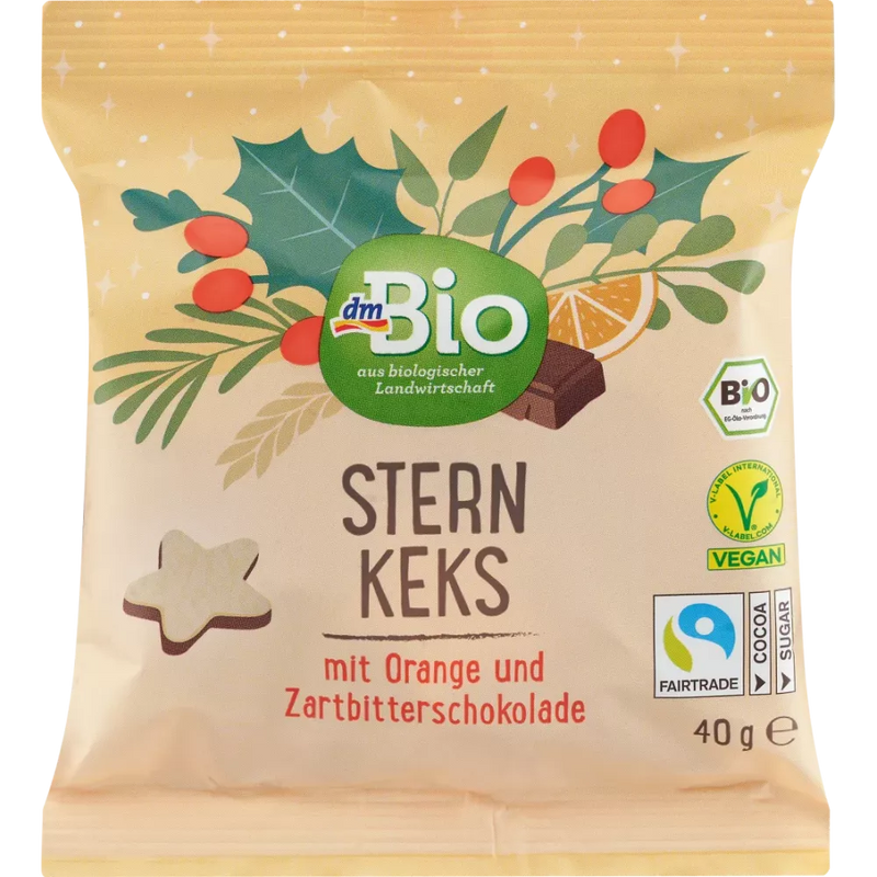 dmBio Ster biscuits sinaasappel & pure chocolade, adventskalender voor zelfontwerpen 2024, 40 g