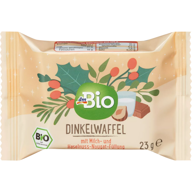 dmBio Speltwafel met melk & hazelnootpralinévulling, adventskalender om zelf te ontwerpen 2024, 23 g