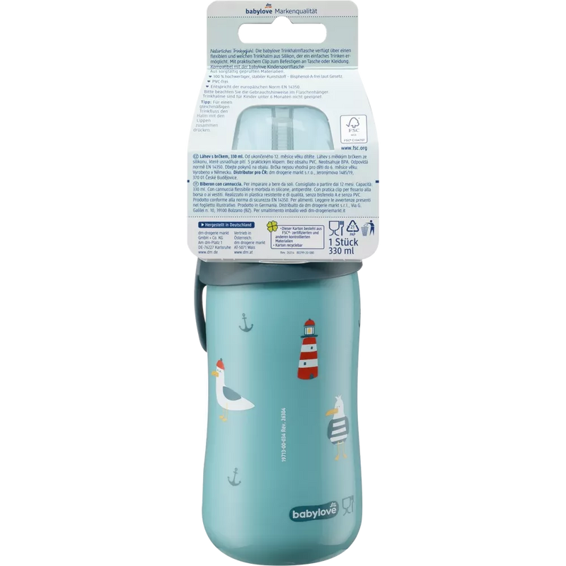 babylove Rietjesfles turquoise, 330 ml, 1 st