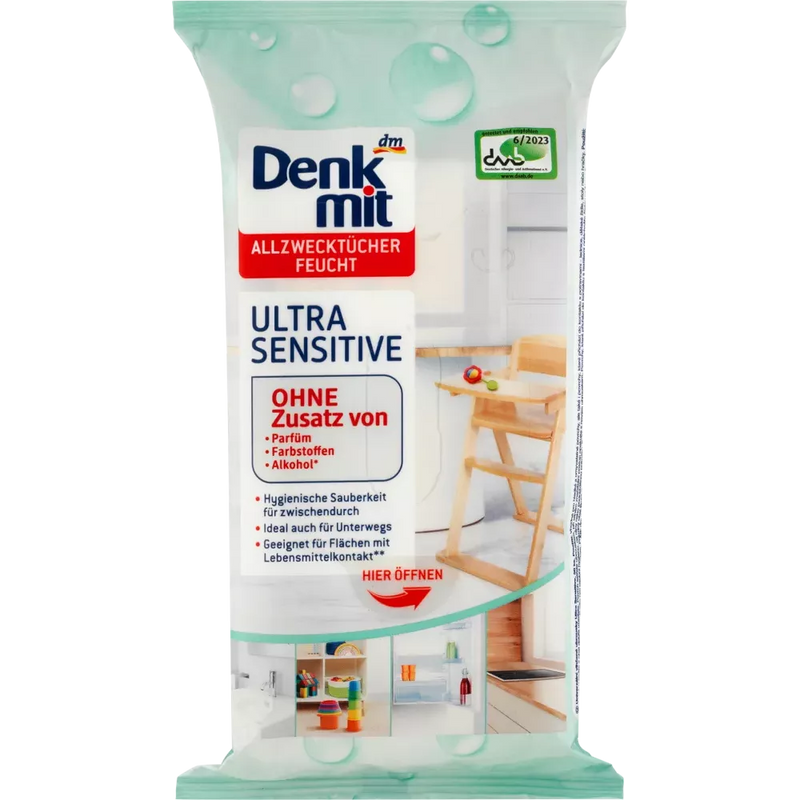 Denkmit Vochtige allesdoekjes Ultra Sensitive, 50 stuks.