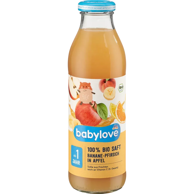 babylove Biologisch bananen-perzik sap in appel, vanaf 1 jaar, 500 ml