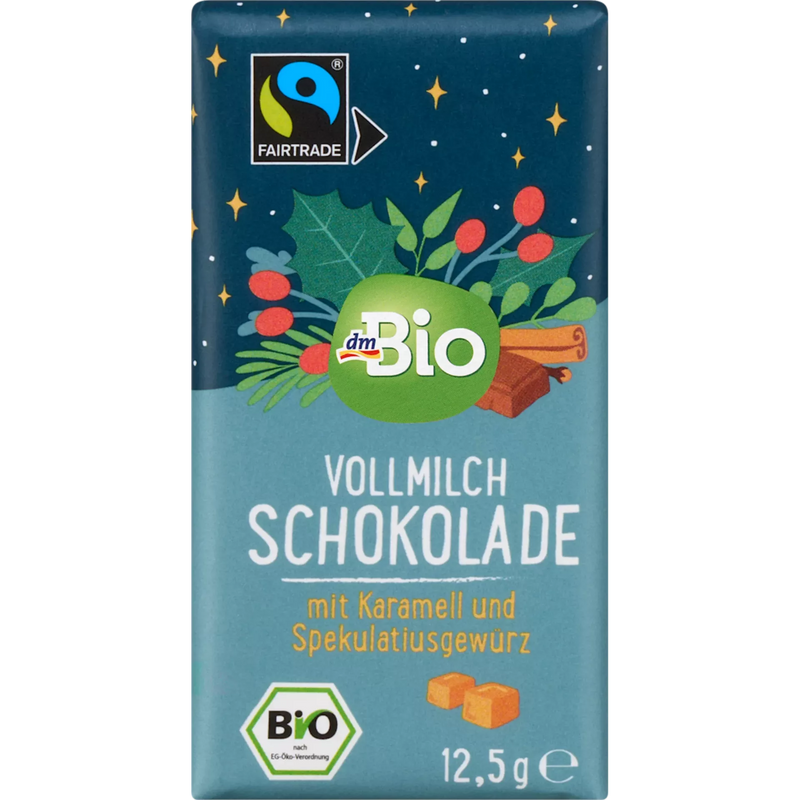 dmBio Melkchocolade met karamel en speculaaskruiden, adventskalender om zelf te ontwerpen 2025, 12,5 g