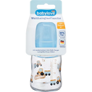 babylove Babyfles van glas, wijde opening, 120ml, blauw, 1 st