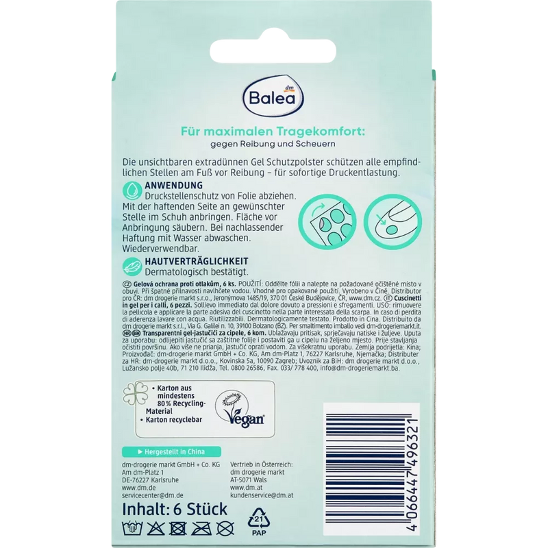 Balea Drukpuntbeschermende voetgelkussentjes, 6 stuks