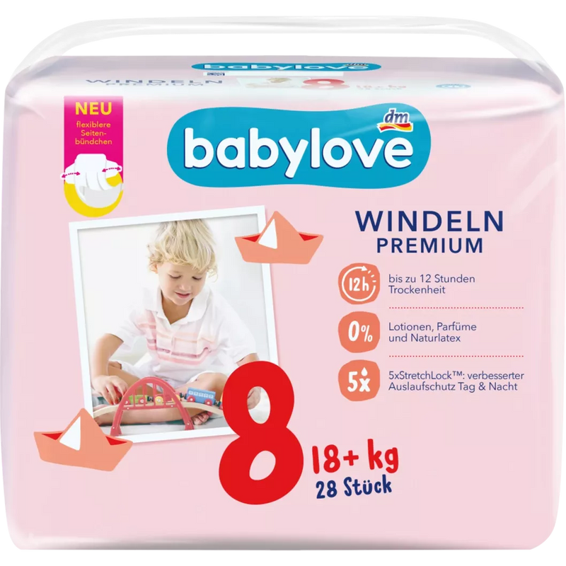 Couches Babylove Premium taille 8 18+ kg, 28 pièces