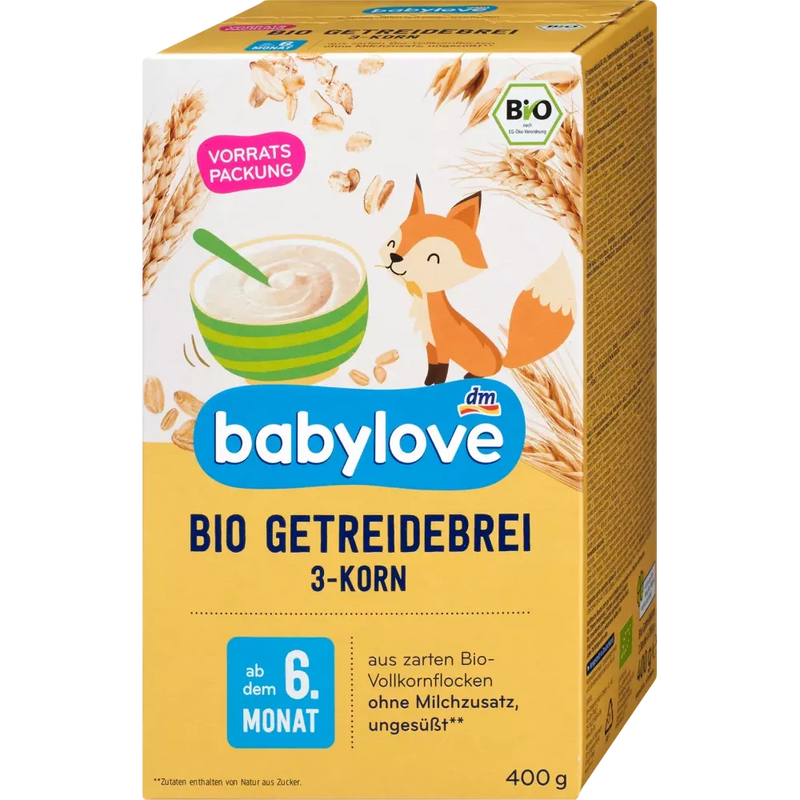 babylove Granenpap biologische 3-granen vanaf 6 maanden, 400 g