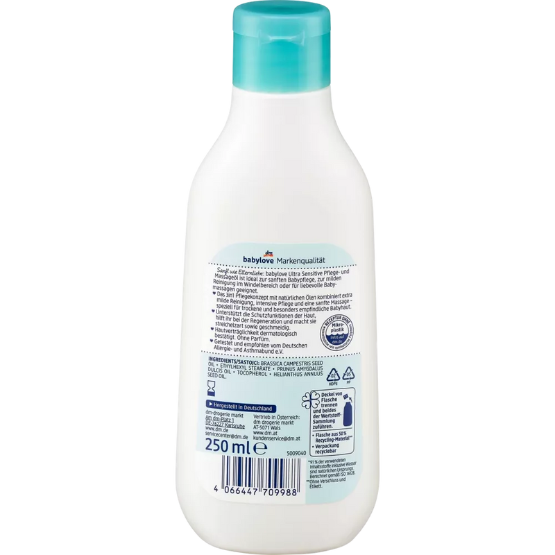 babylove Baby massageolie & verzorging ultra sensitive, 250 ml