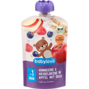 Babylove Framboise et Myrtille à presser dans une purée de pommes avec semoule, dès 1 an, 100 g