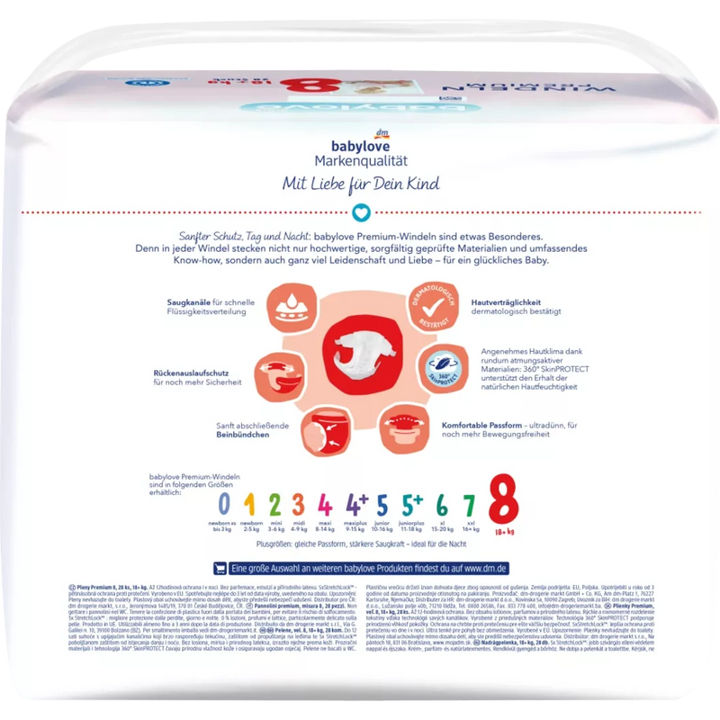 Couches Babylove Premium taille 8 18+ kg, 28 pièces