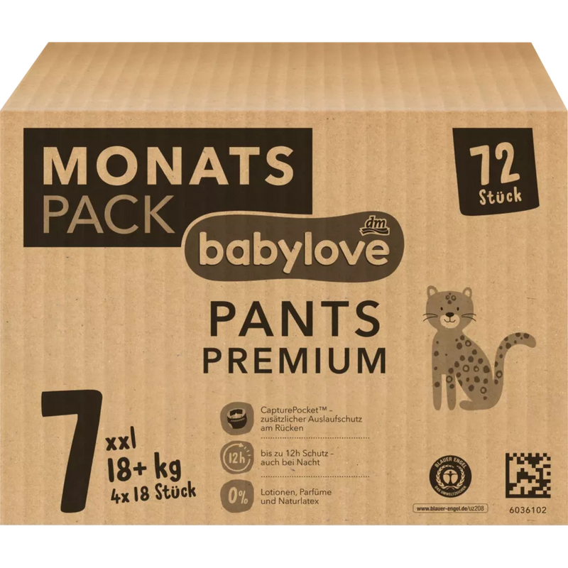 babylove Baby Pants Premium maandbox maat 7 XXL (18+ kg), 72 stuks.