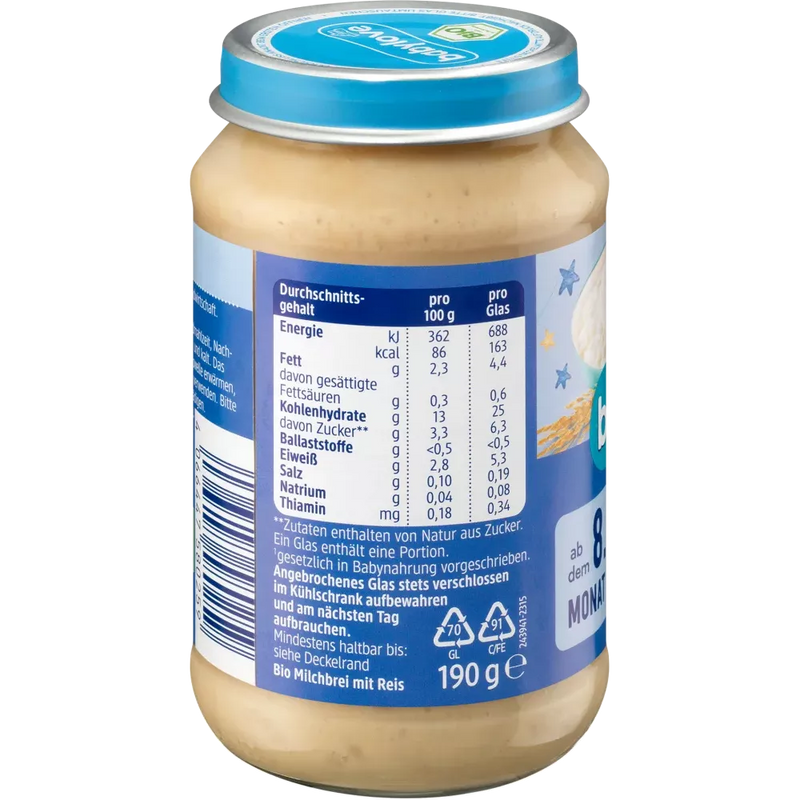 babylove Pure rijstpudding, vanaf 8 maanden, 190 g