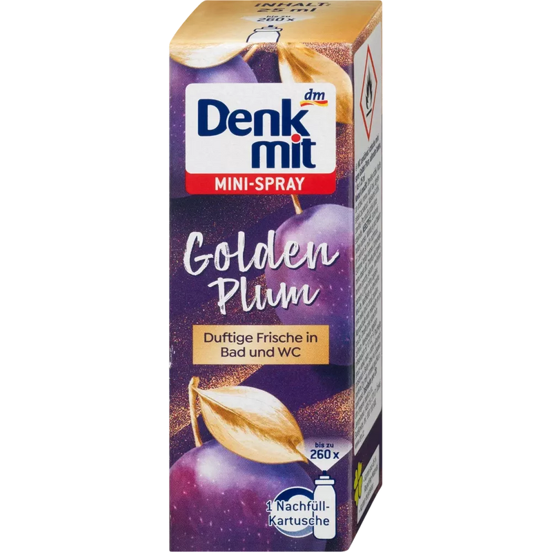 Denkmit Luchtverfrisser minispray Golden Plum navulverpakking, 25 ml