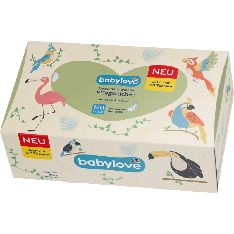 babylove Babydoekjes droog 3-laags, 150 stuks