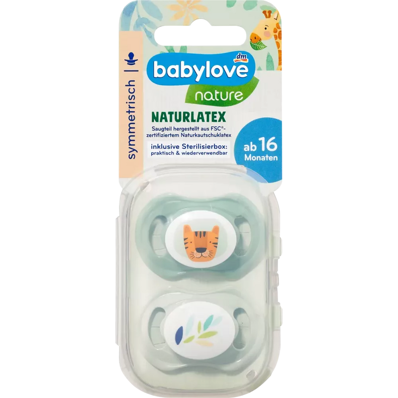 babylove Fopspeen latex symmetrisch, eucalyptus/munt, maat 3, vanaf 16 maanden, 2 st.