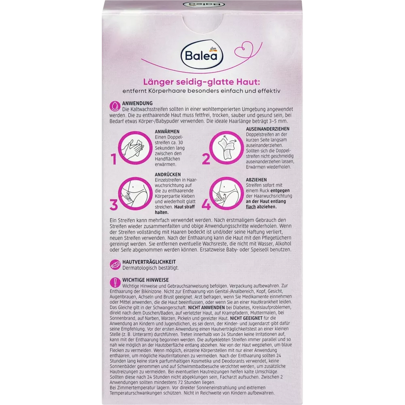 Bandes de cire froide Balea pour maillot, 20 pièces