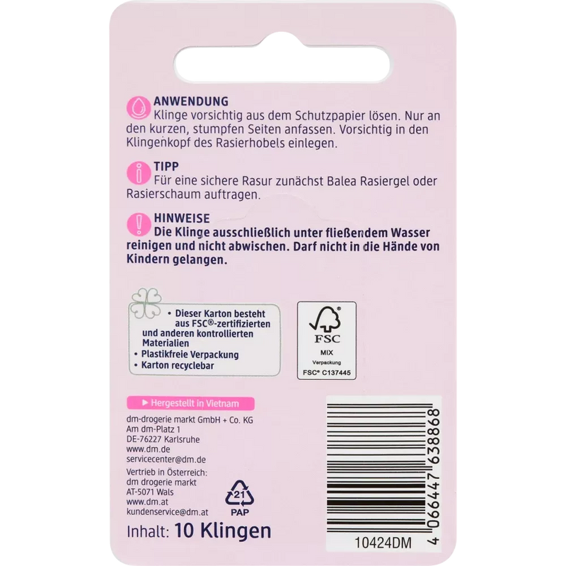 Balea Scheermesjes Purity, 10 stuks