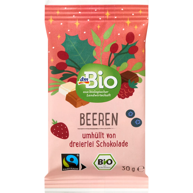 dmBio Bessen in drie soorten chocolade, adventskalender om zelf te ontwerpen 2025, 30 g