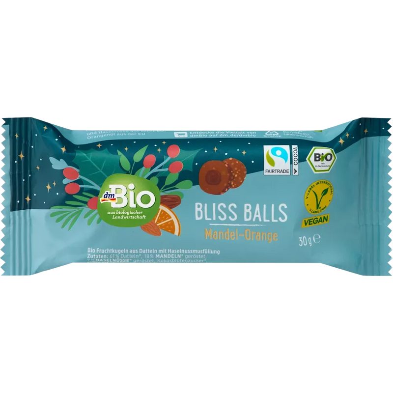 dmBio Bliss Balls Amandel-Sinaasappel, adventskalender voor zelfontwerper 2025, 30 g