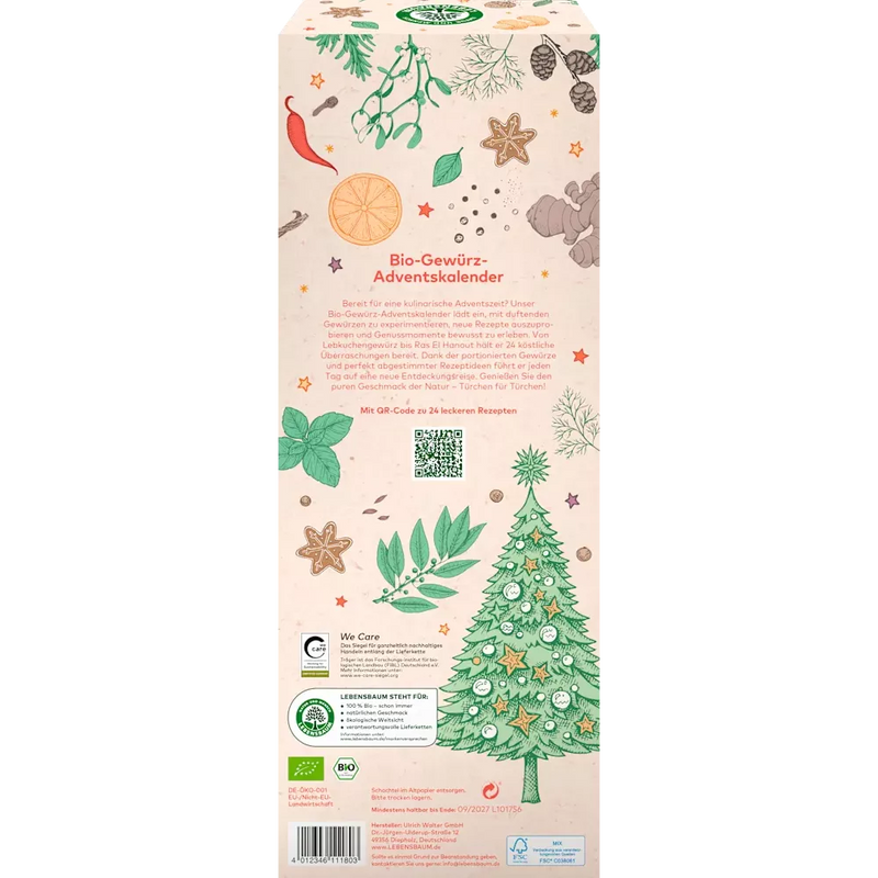 LEBENSBAUM Adventskalender 2025 Biologische kruiden, 1 stuk