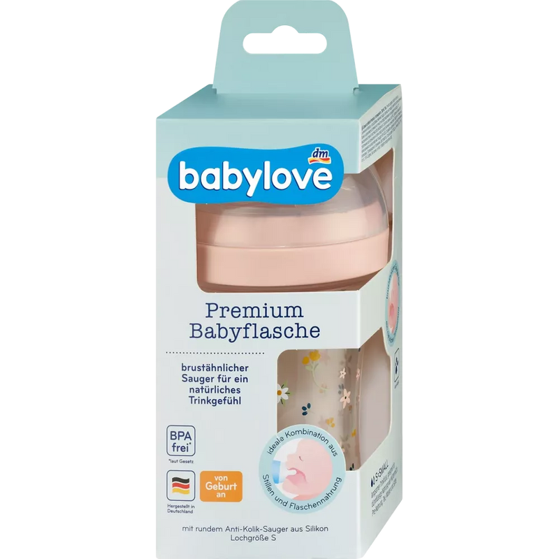 babylove Premium babyfles roze, 280 ml, 1 st