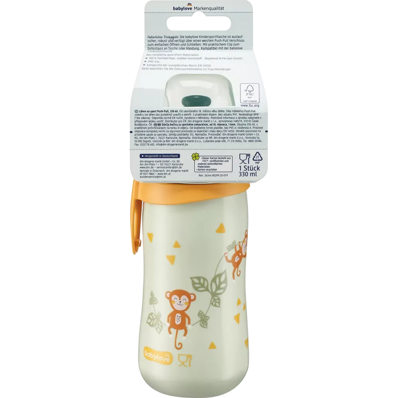 babylove Drinkfles voor kinderen groen aapje, 330 ml, 1 st