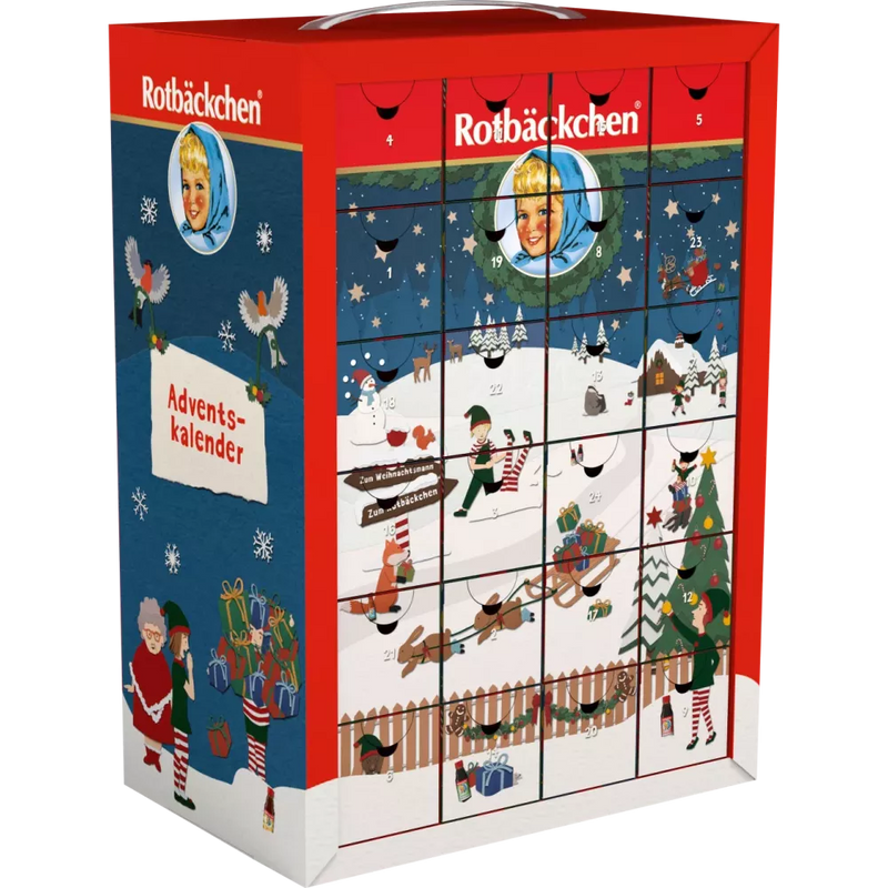 Rabenhorst Adventskalender 2024 met 24 Rotbäckchen mini-sapjes, 1 stuk