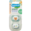 Sucette en latex babylove, symétrique, eucalyptus/menthe, taille 1, 0-6 mois, 2 pièces.
