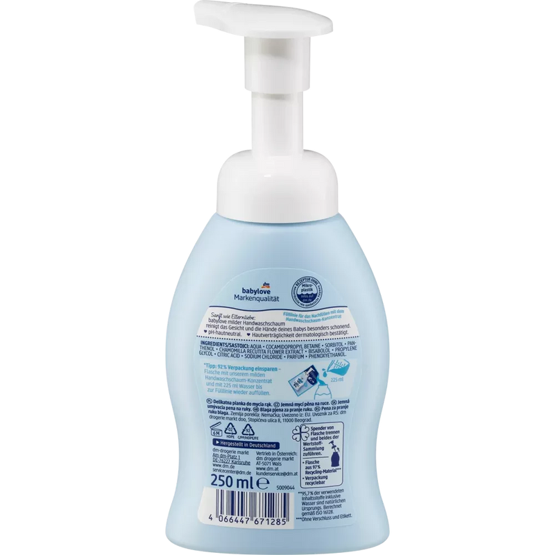 Babylove Mousse Mains Douce Sensible, 250 ml